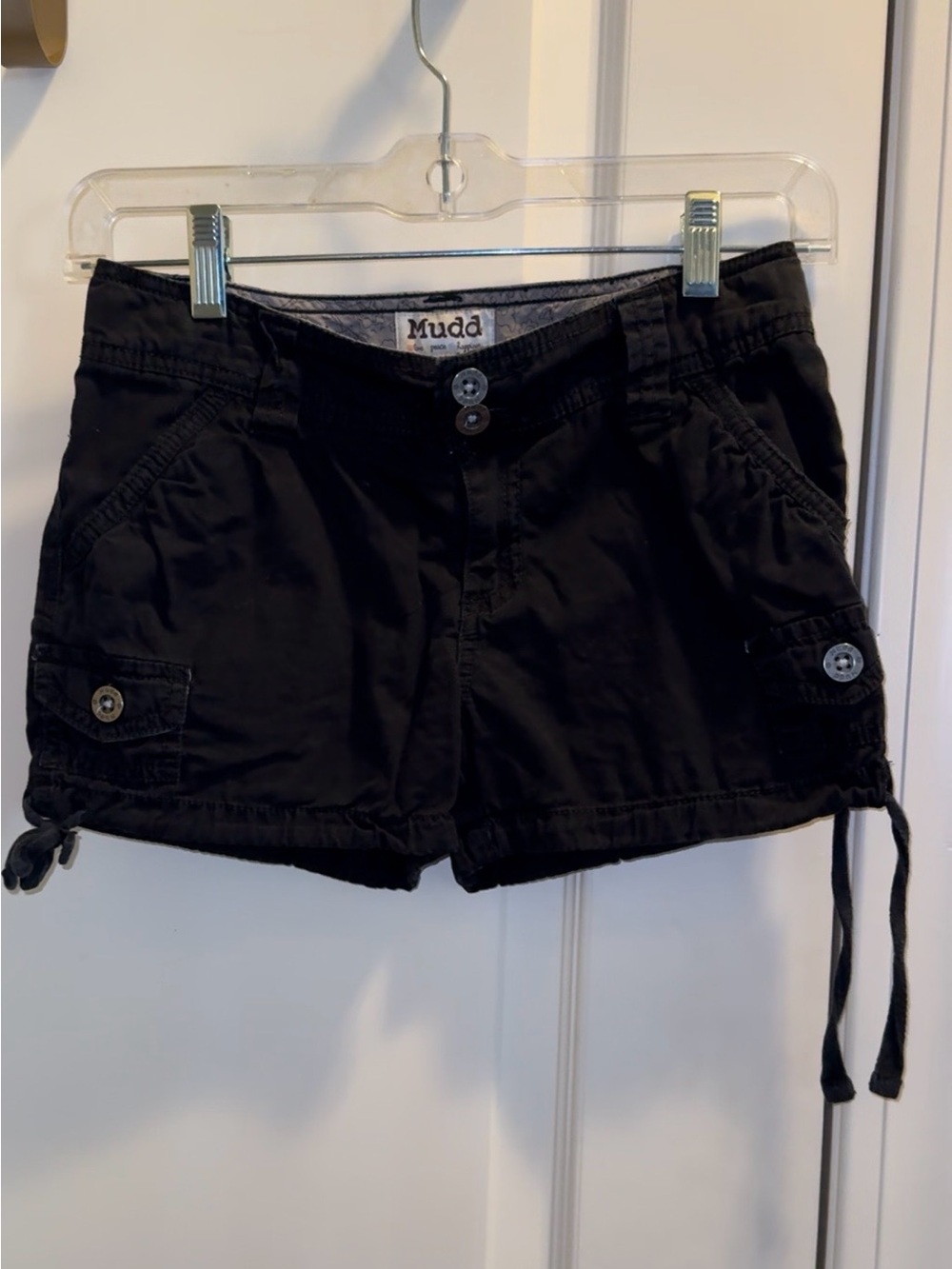 Mudd Black Utility Cargo Shorts with Side Tie Details